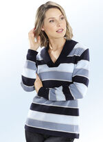 Pullover mit Baumwolle und feinen Glitzerstreifen 