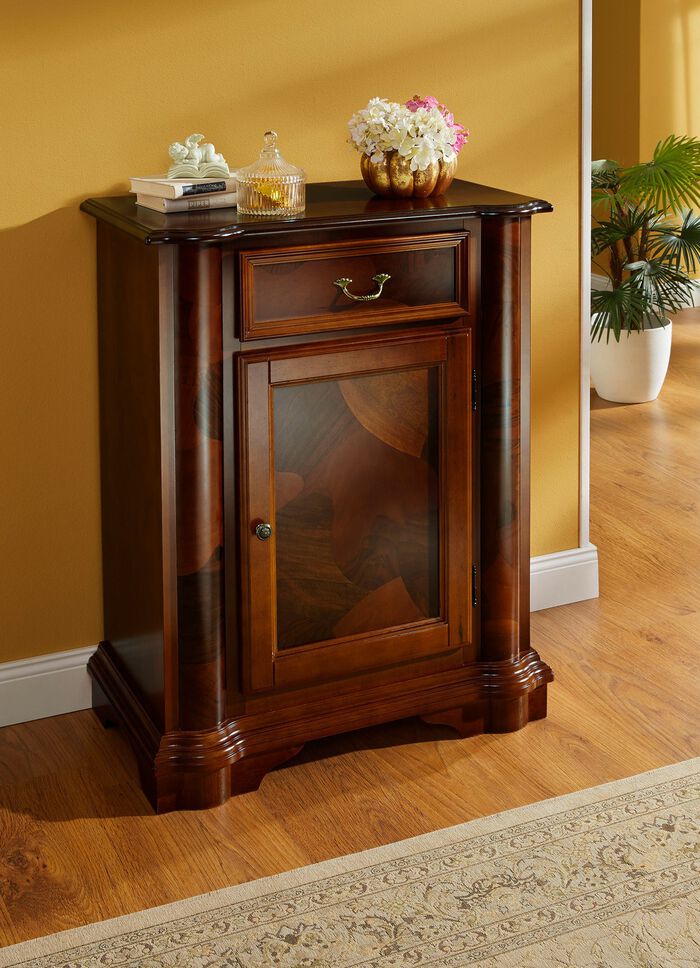 Teilmassive Kommode mit Wurzelholzfurnier 