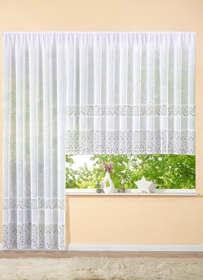 Blumenfenster-Store mit Universalschienenband 