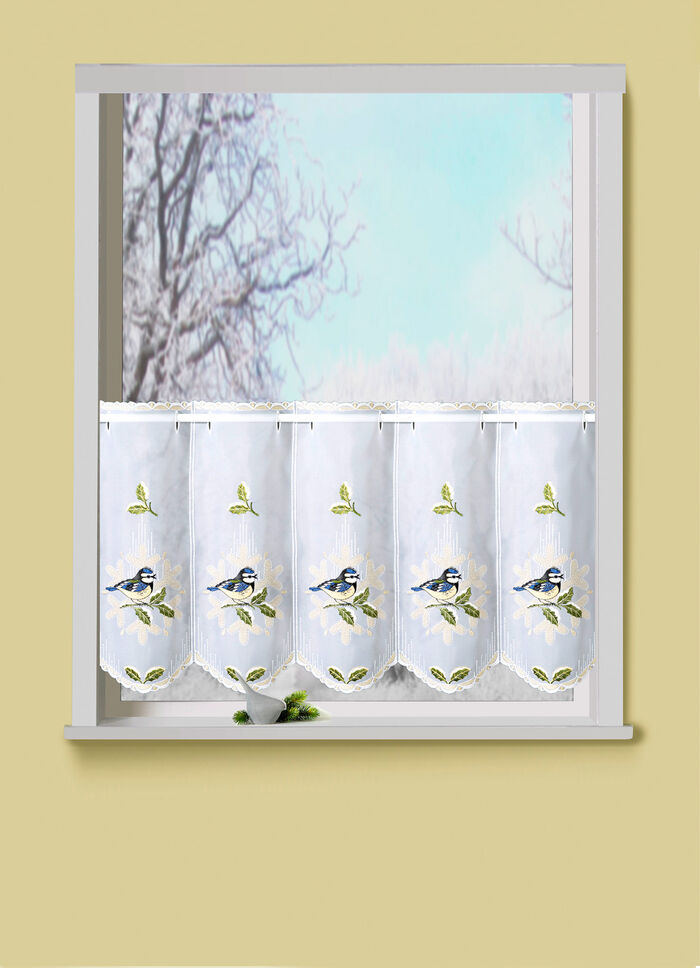 Kurzstore Blaumeise mit Plauener Stickerei und Stangendurchzug 