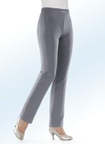 Hose mit schm&uuml;ckendem Zierteil vorne am Bund MITTELGRAU