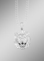 Diamantierter L&ouml;wenkopf-Anh&auml;nger aus Silber 