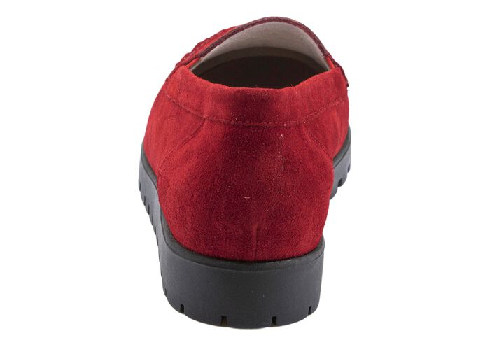 Waldl&auml;ufer Mokassin-Slipper mit Glitzer-Applikationen RUBINROT