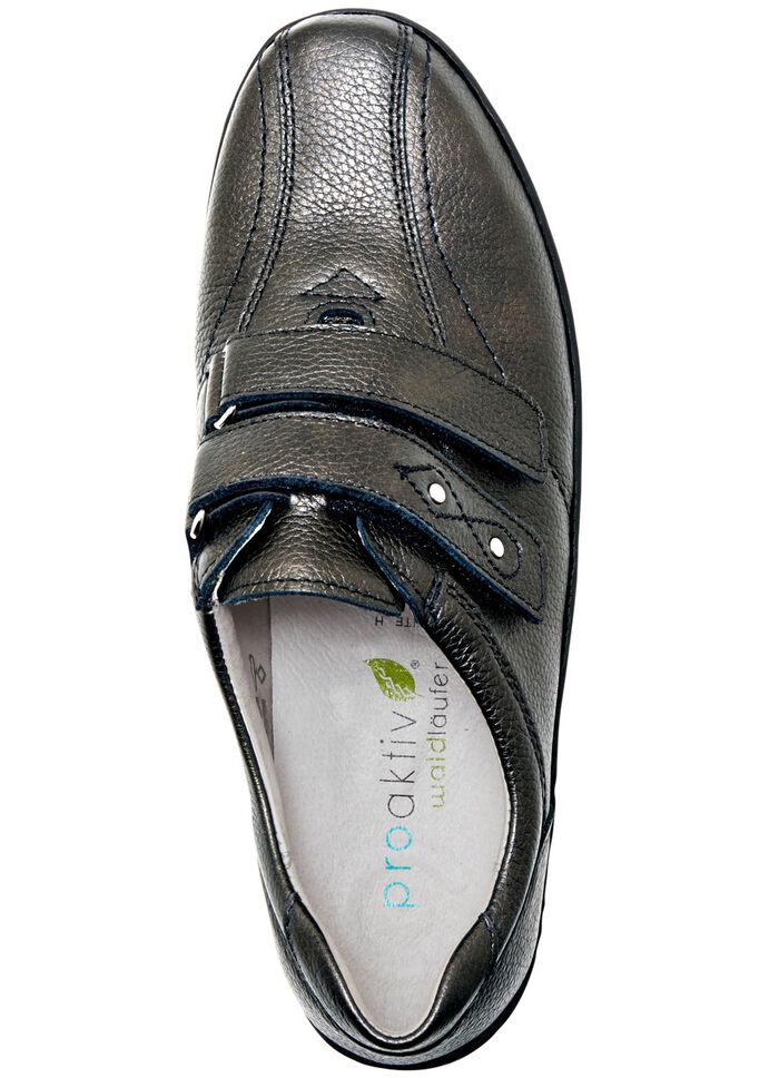 Waldläufer, bequeme Damen-Slipper, Weite H, mit herausnehmbarem Fußbett ALTSILBER