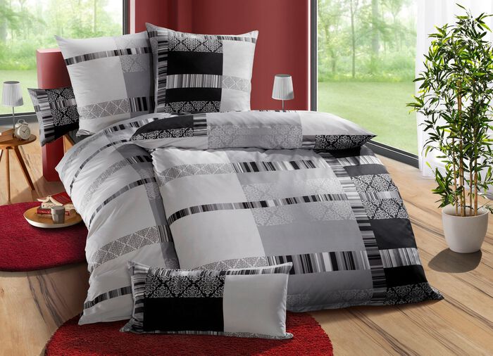 Bettw&auml;sche-Garnitur mit Rei&szlig;verschluss ANTHRAZIT