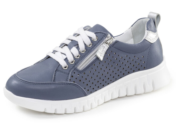 ELENA EDEN, sommerliche Damen-Sneaker, Weite H, mit herausnehmbarem Fußbett JEANS-SILBER
