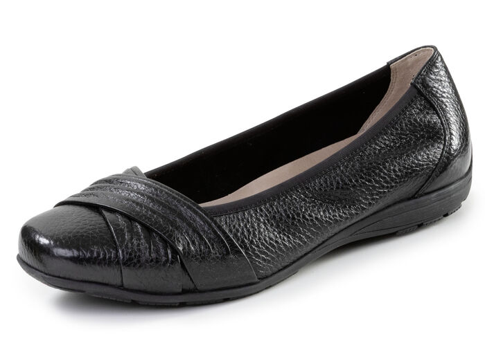 ELENA EDEN, elegante Damen-Ballerinas, Weite G, mit herausnehmbarem Fußbett SCHWARZ