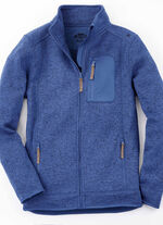 Strickfleece-Kurzjacke BLAU MELIERT