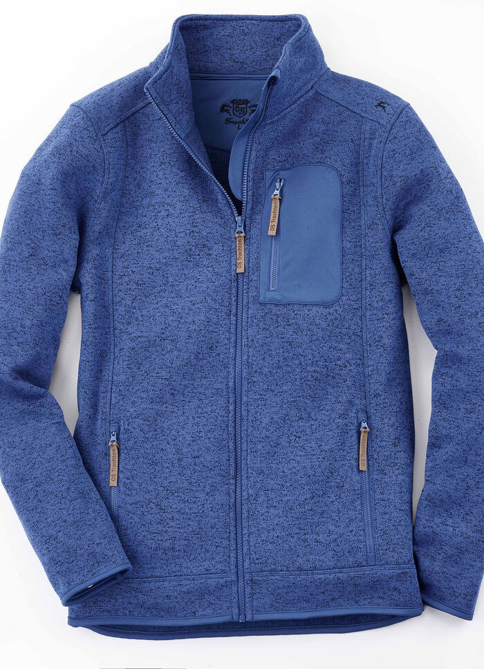 Strickfleece-Kurzjacke BLAU MELIERT