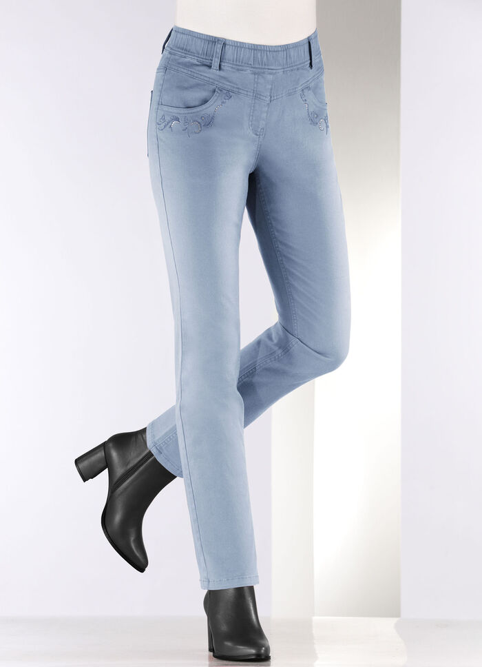 Hose mit funkelnden Glitzersteinchen HELLBLAU