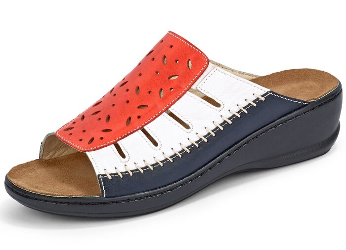 Gemini Pantolette mit praktischem Wechselfu&szlig;bett ROT-WEISS-MARINE