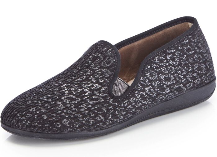Laurina Textil-Hausschuh in Cord-Optik SCHWARZ