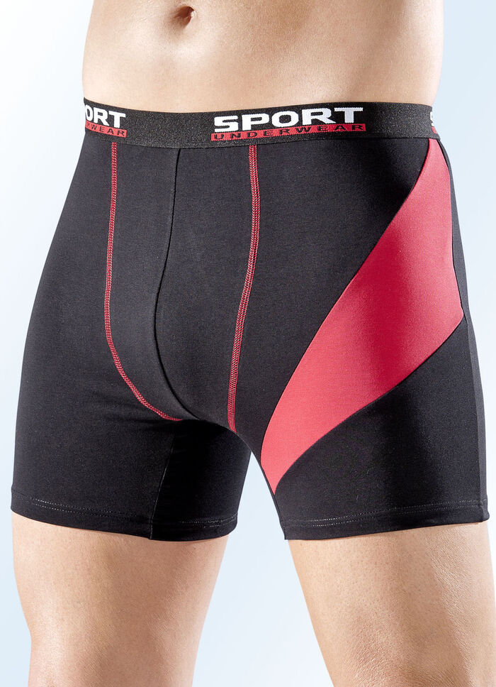 Viererpack Pants, uni mit Einsatz und Kontrastnähten 