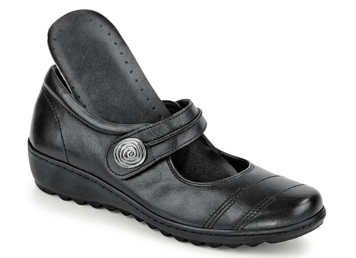 Slipper mit herausnehmbarem Lederfußbett, Weite G SCHWARZ