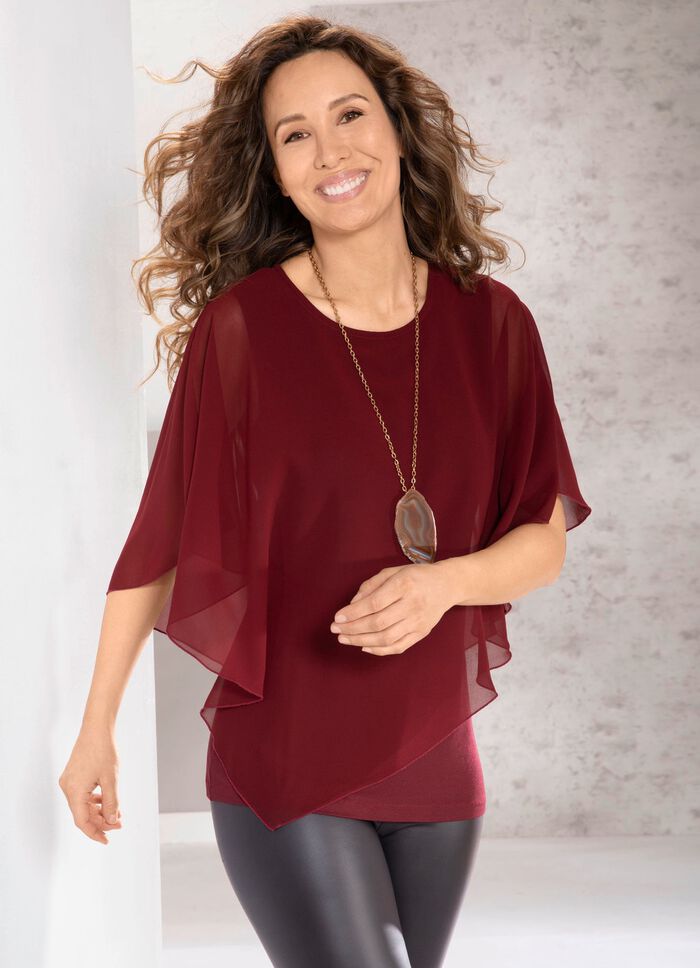 Unifarbene Poncho-Tunika BORDEAUX