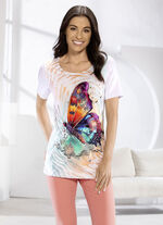Shirt mit Schmetterlings-Druck in 2 Farben WEISS-BUNT
