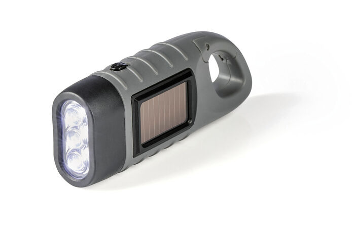 Solar-Taschenlampe f&uuml;r Notf&auml;lle und Stromausfall 