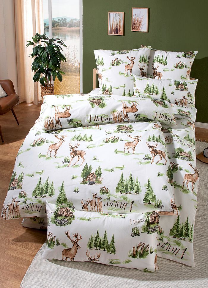 Beidseitig bedruckte Bettw&auml;sche-Garnitur aus Polycotton 