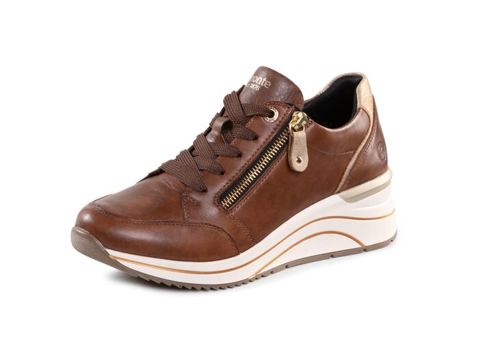 Remonte Schn&uuml;r-Sneaker mit mattgoldfarbenen Bes&auml;tzen 