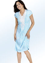 Nachthemd mit Kellerfalte, gro&szlig;er Motivspitze sowie kurzen &Auml;rmeln, Modal 