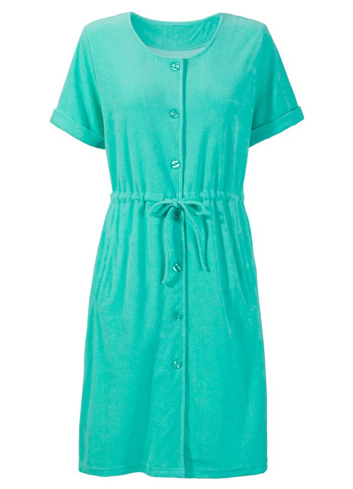 Frottier-Kleid mit durchgehender Knopfleiste MINT