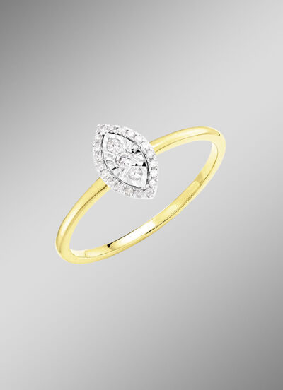 Damenring mit 3 Brillanten und 20 Diamanten 