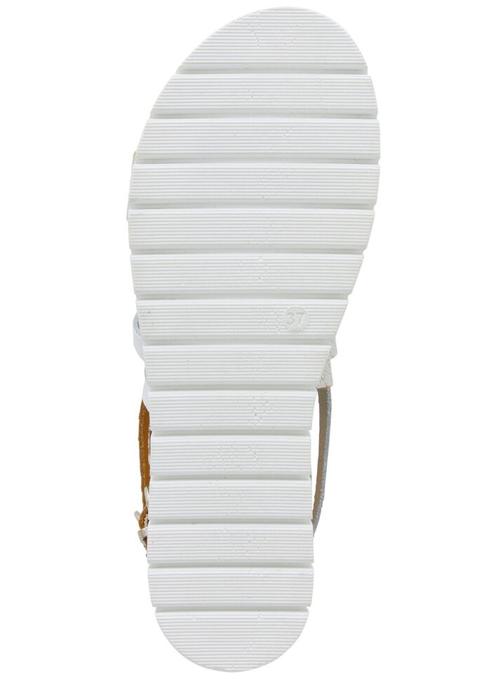 ELENA EDEN Sandale aus teilweise reptilgepr&auml;gtem Nappaleder WEISS-SILBER