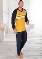 Schlafanzug mit V-Ausschnitt und B&uuml;ndchenabschl&uuml;ssen 