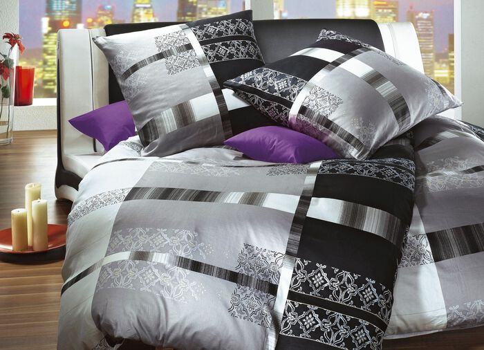 Topmodische Bettw&auml;sche-Garnitur in pflegeleichten Qualit&auml;ten SILBER