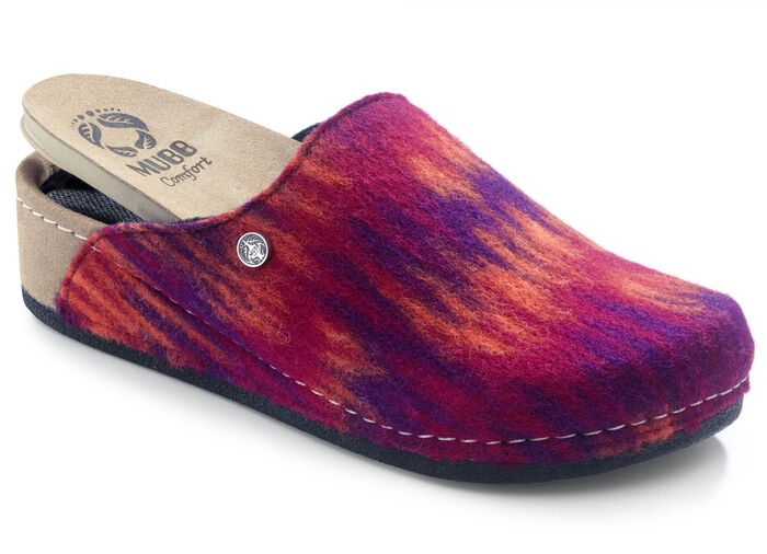 Mubb Pantoffel aus Wollfilz ROT-BUNT