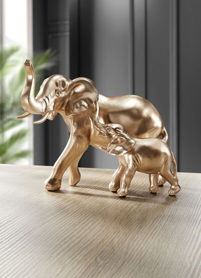 Bemalte Elefantenmutter mit Kind 