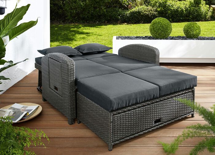 Funktionssofa Nizza mit Kunststoffgeflecht 