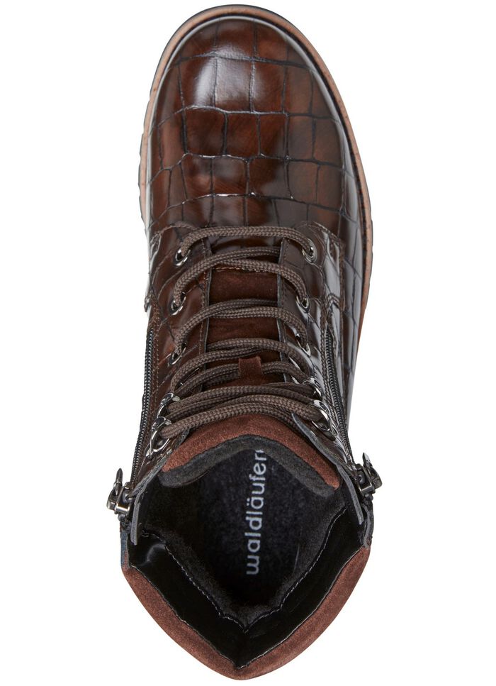 Waldl&auml;ufer Stiefelette aus krokogepr&auml;gtem Nappaleder BRAUN