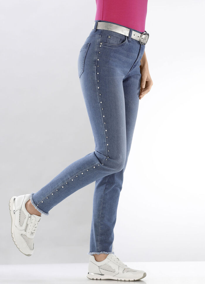 Edel-Jeans mit tollen Zierperlen JEANSBLAU