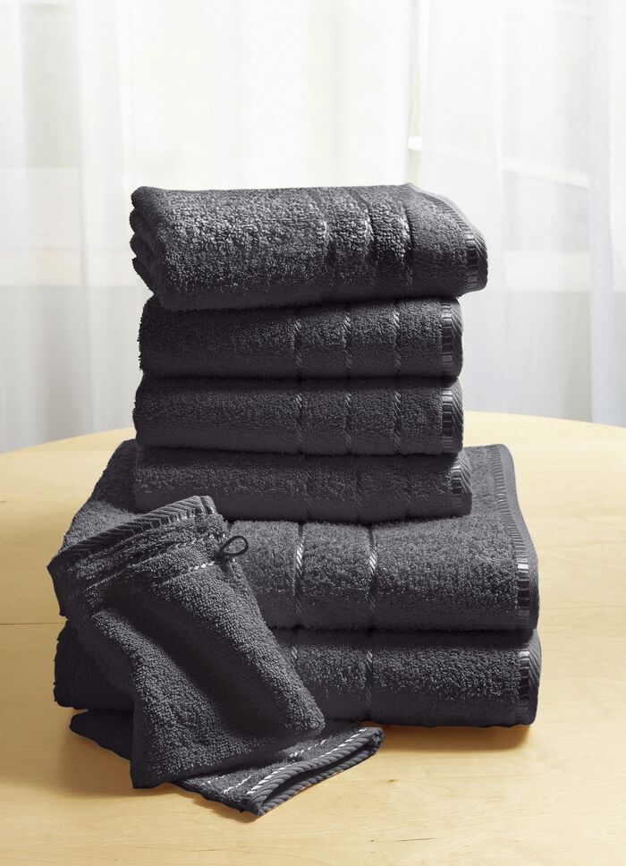 Weiche Walkfrottier-Handt&uuml;cher aus dichtem Schlingenflor ANTHRAZIT