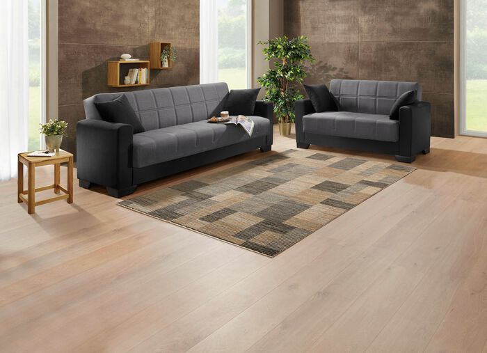 Moderne Polsterm&ouml;bel mit Zierkissen SCHWARZ-GRAU