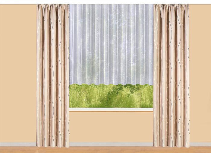 &Uuml;bergardine mit Wellen-Dessin und Universalschienenband 