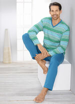 Schlafanzug mit V-Ausschnitt und offenen Beinabschlüssen 