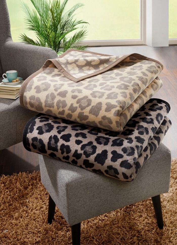 Schlafdecke mit Veloursbandeinfassung BEIGE-BRAUN