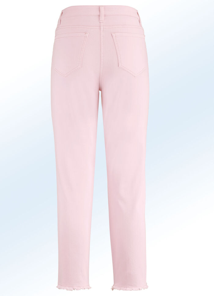 Hose in 7/8-Länge mit interessantem Fransenabschluss ROSÉ