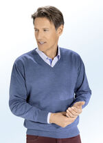 V-Pullover mit hohem Tragekomfort in 4 Farben JEANSBLAU MEL.