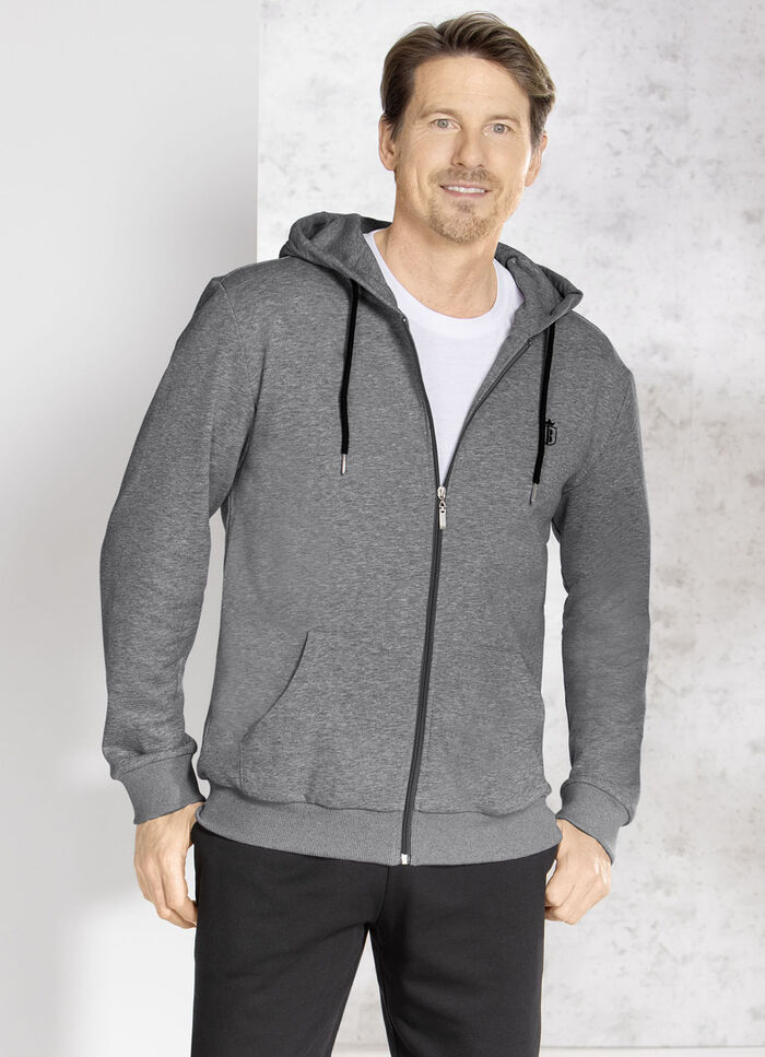 Kapuzenjacke in 5 Farben DUNKELGRAU MELIERT