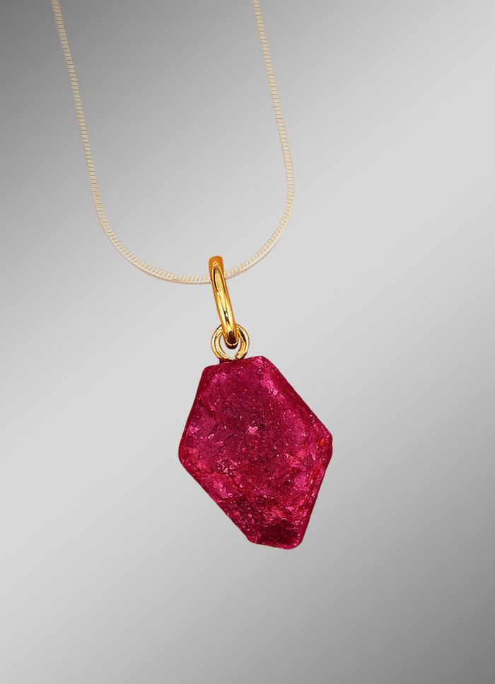 Anh&auml;nger mit echtem Roh-Rubin 