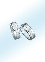 Hochgl&auml;nzende Klappcreolen mit synth. Zirkonia 