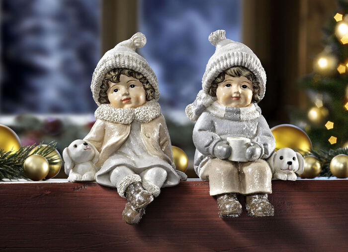 Kantenhocker aus Polyresin, 2er-Set 