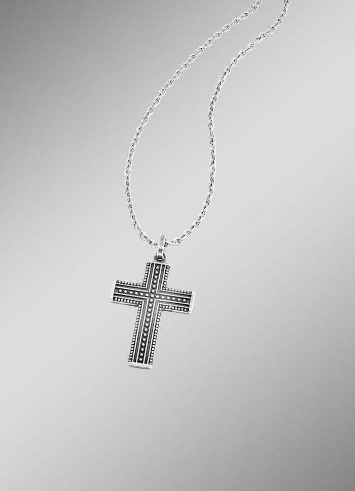 Kreuzanhänger aus Edelstahl mit Ankerkette 