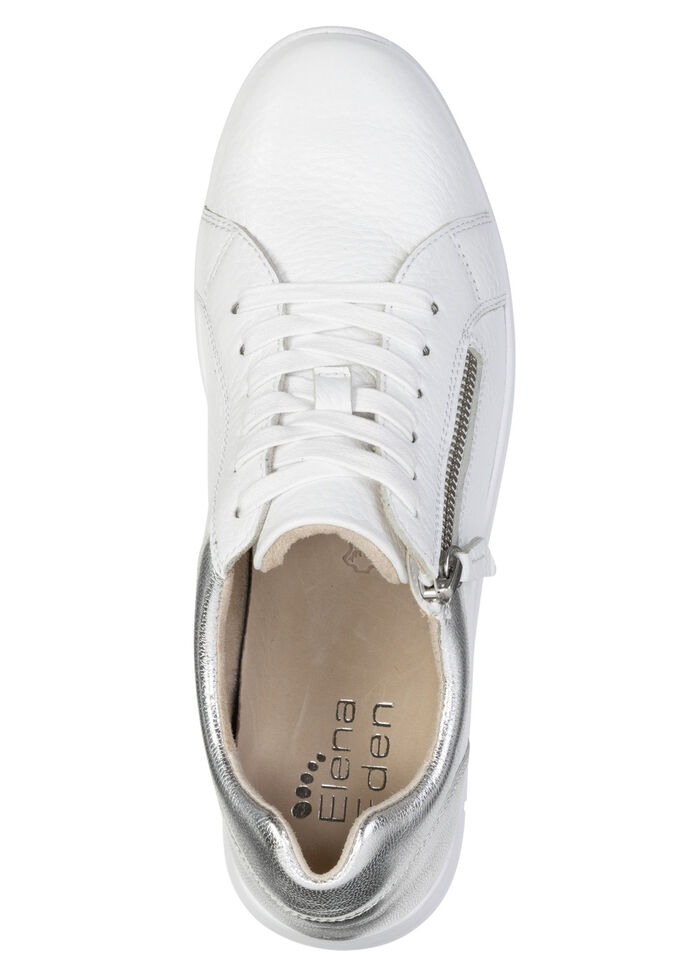 ELENA EDEN, bequeme Damen-Sneaker, Weite G, mit herausnehmbarem Fußbett WEISS-SILBER