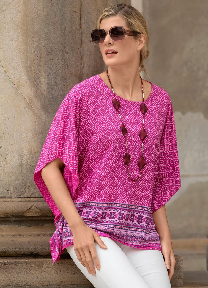 Poncho-Tunika mit &uuml;berschnittenen &Auml;rmeln 