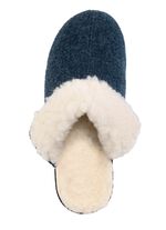 Warme Damen-Hausschuhe, Weite H, mit Wolle BLAU