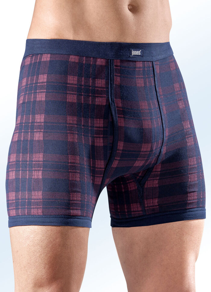 Viererpack Unterhosen aus Feinripp, mit Eingriff, Karodessin 